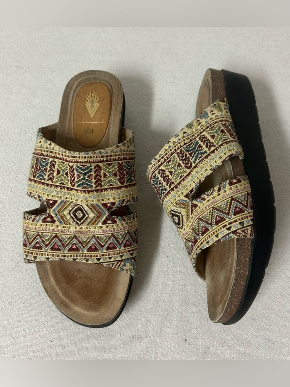 Volatile Sandals Womens 10M Multicolor Tapestry Fabric